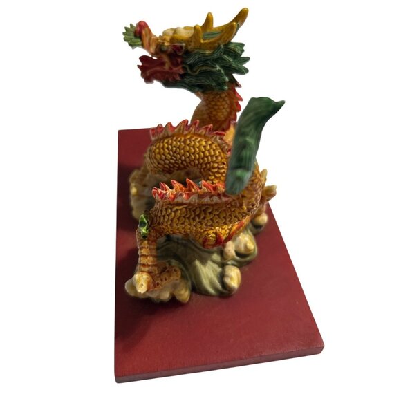 Intricately Designed Oriental Dragon Figurine With Base - Picture 5 of 7